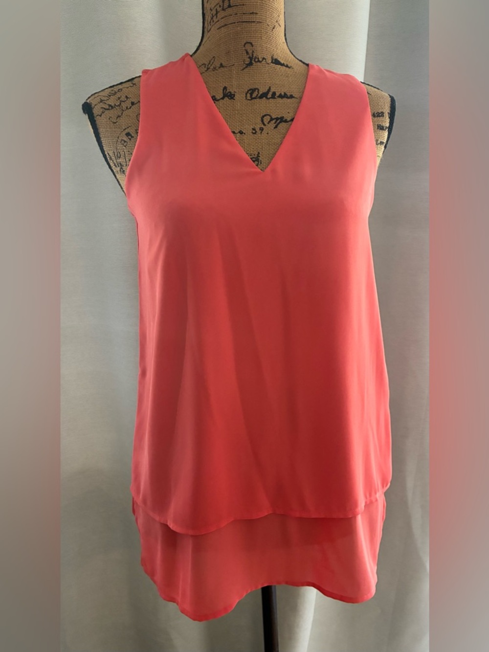 Michael Kors Coral Pink V-Neck Layered Sleeveless Camisole